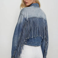 Fringed Denim Crop Jacket