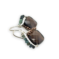 Handmade Tree Bark Smokey Quartz Mini Earring