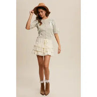 Lace Tiered Shorts with Ruffle
