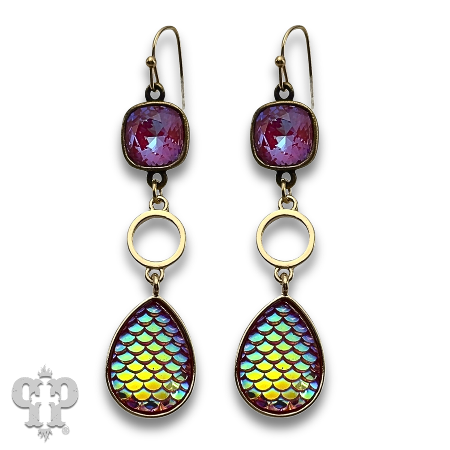 Swarovski® crystals Iridescent rainbow teardrop earrings