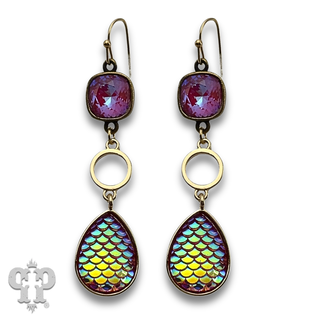 Swarovski® crystals Iridescent rainbow teardrop earrings