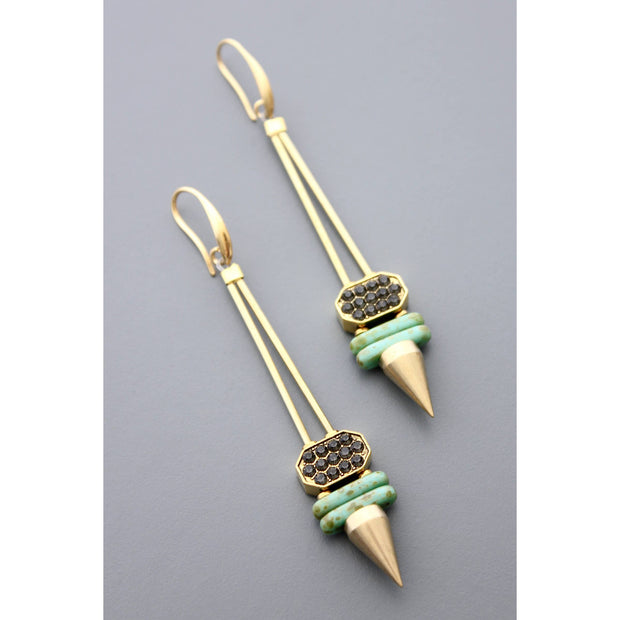 Turquoise and glass earrings