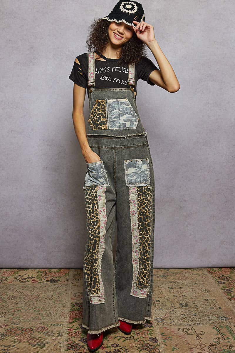 Patchwork & Studs Overalls