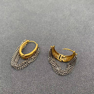 Multi-layer Chain 18K Golden S. Steel Huggie Earrings
