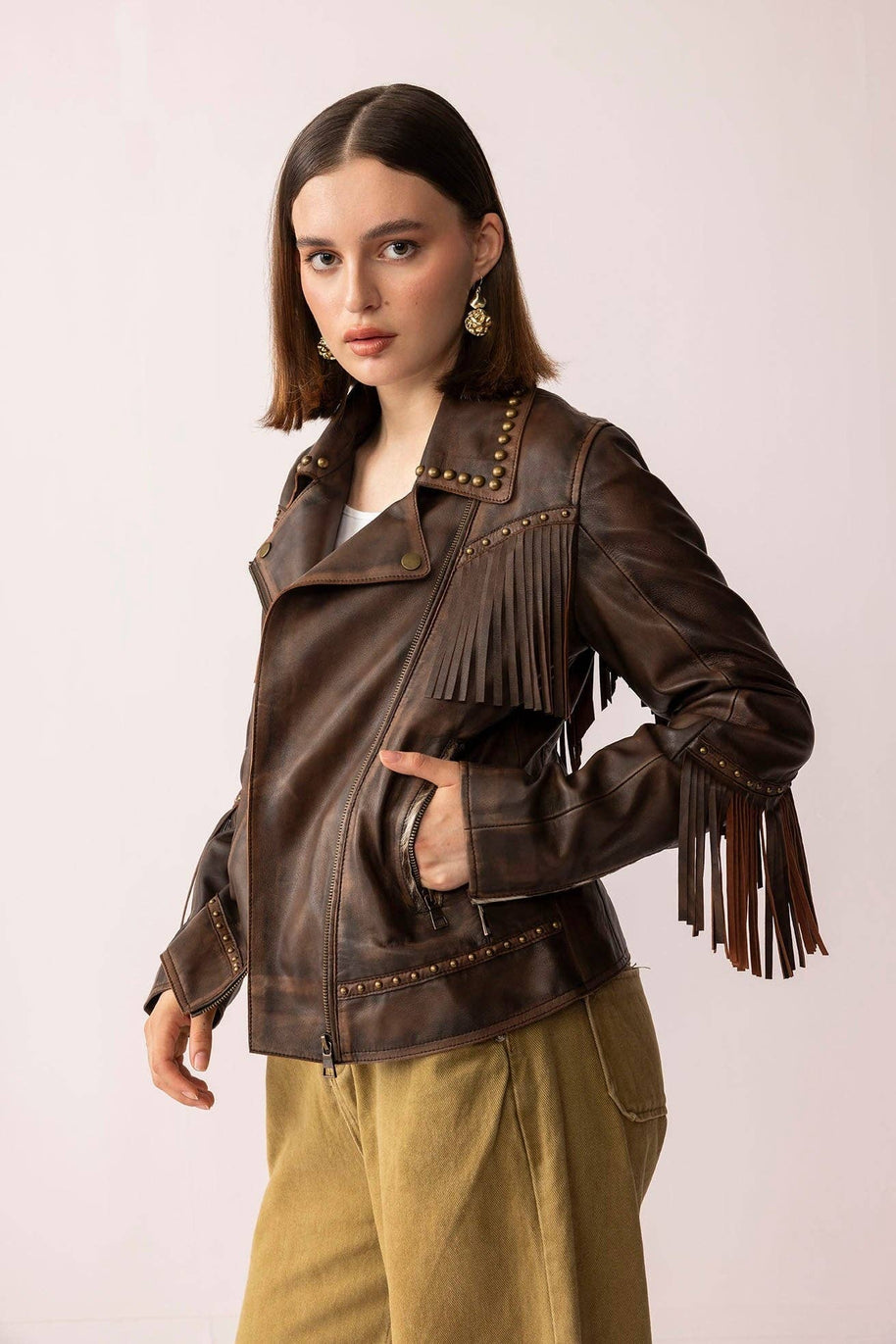 Fury Rider Brown Fringe Leather Jacket