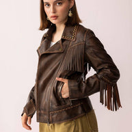 Fury Rider Brown Fringe Leather Jacket