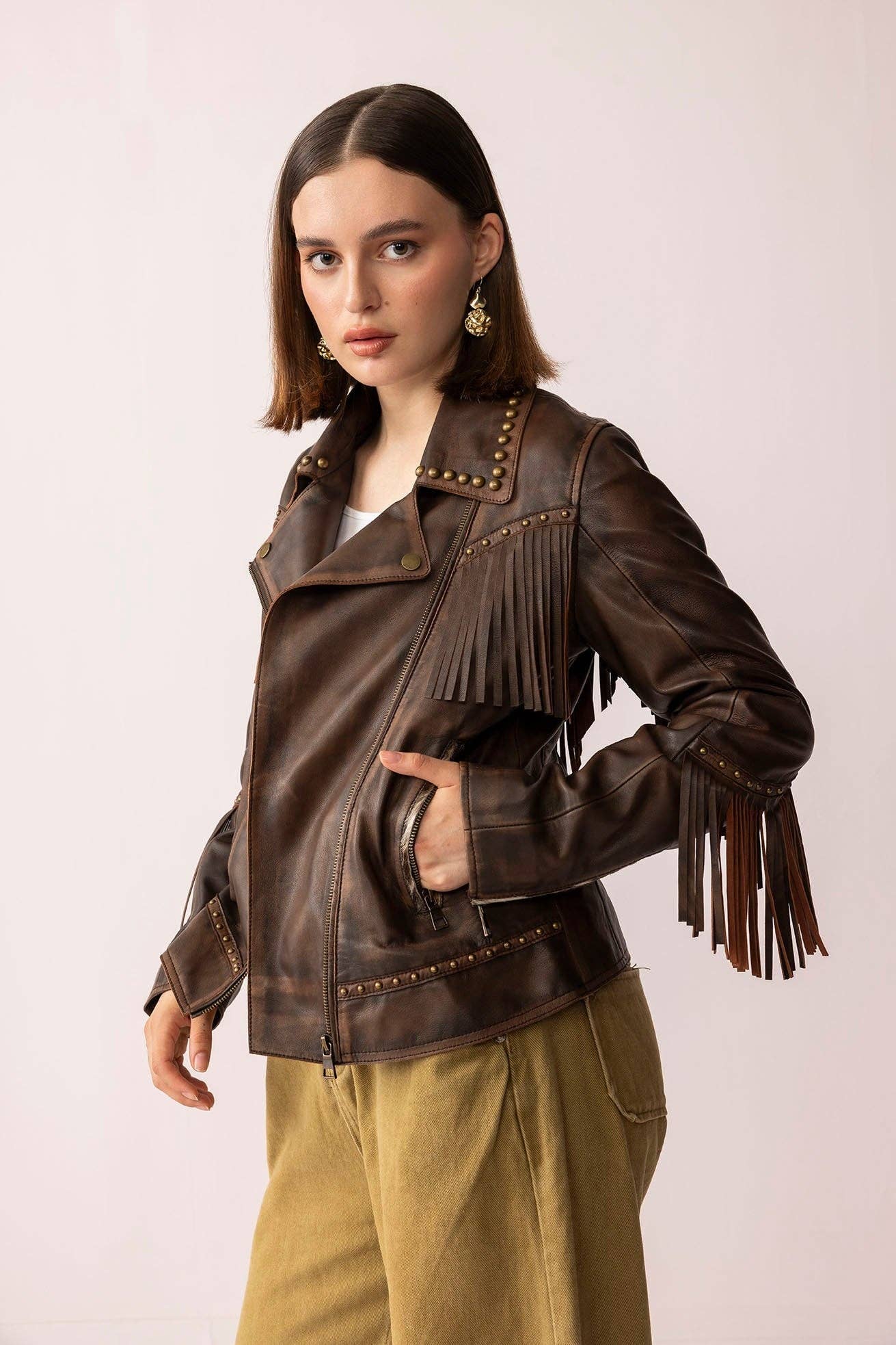 Fury Rider Brown Fringe Leather Jacket