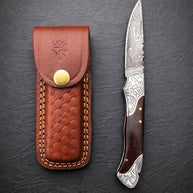 Titan Ironcrest Damascus Folding Knife