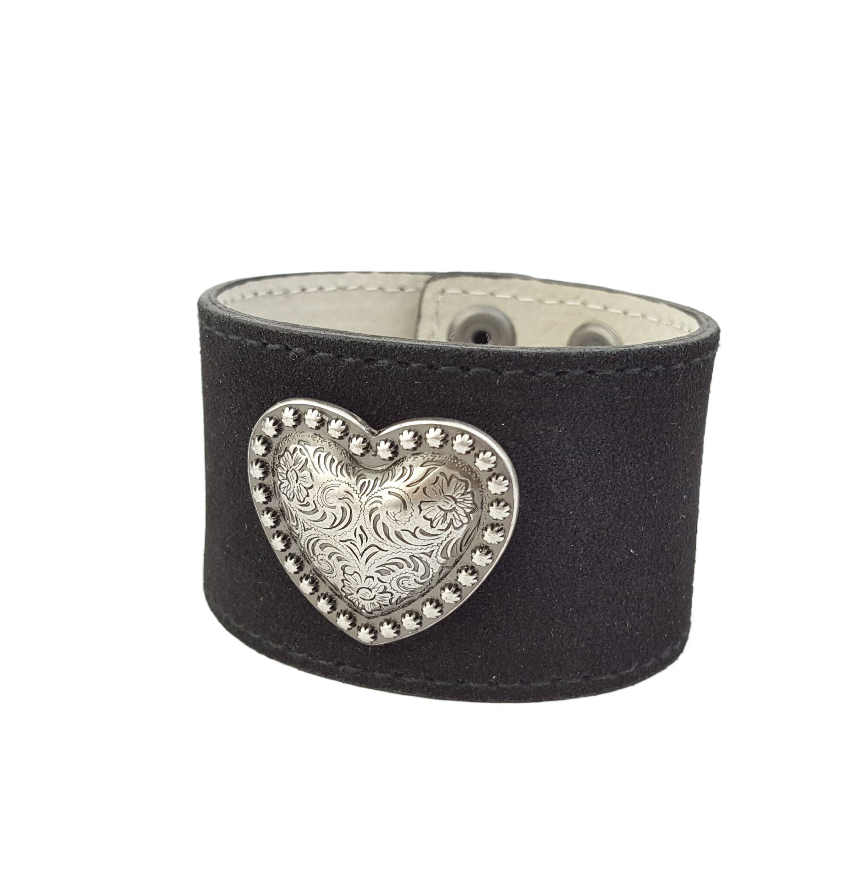 Suede Bracelet with Heart Concho