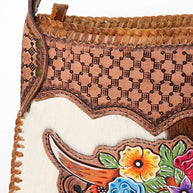 Boho Longhorn Leather Crossbody