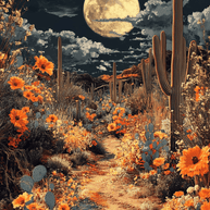 Full Moon Desert Night Southwestern Art Prints