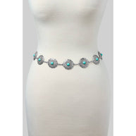 Squash Blossom Concho Belt with Turquoise