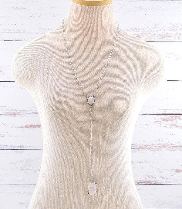 Turquoise Semi Stone Lariat Necklace