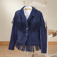 Blue Suede Fringe Jacket