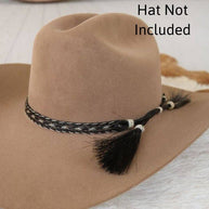 Horsehair Braided 5 Strand Double Tassel Hat Band - Stripe