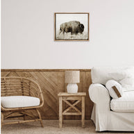 Bison Grazing in Field Floater Framed Art