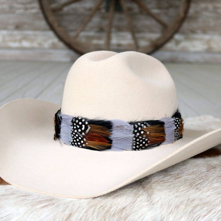 Western Feather Grey Hat Band