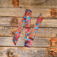 Blue and Rust Western Skinny Mini Wild Rag / Cowgirl Necktie #TW333