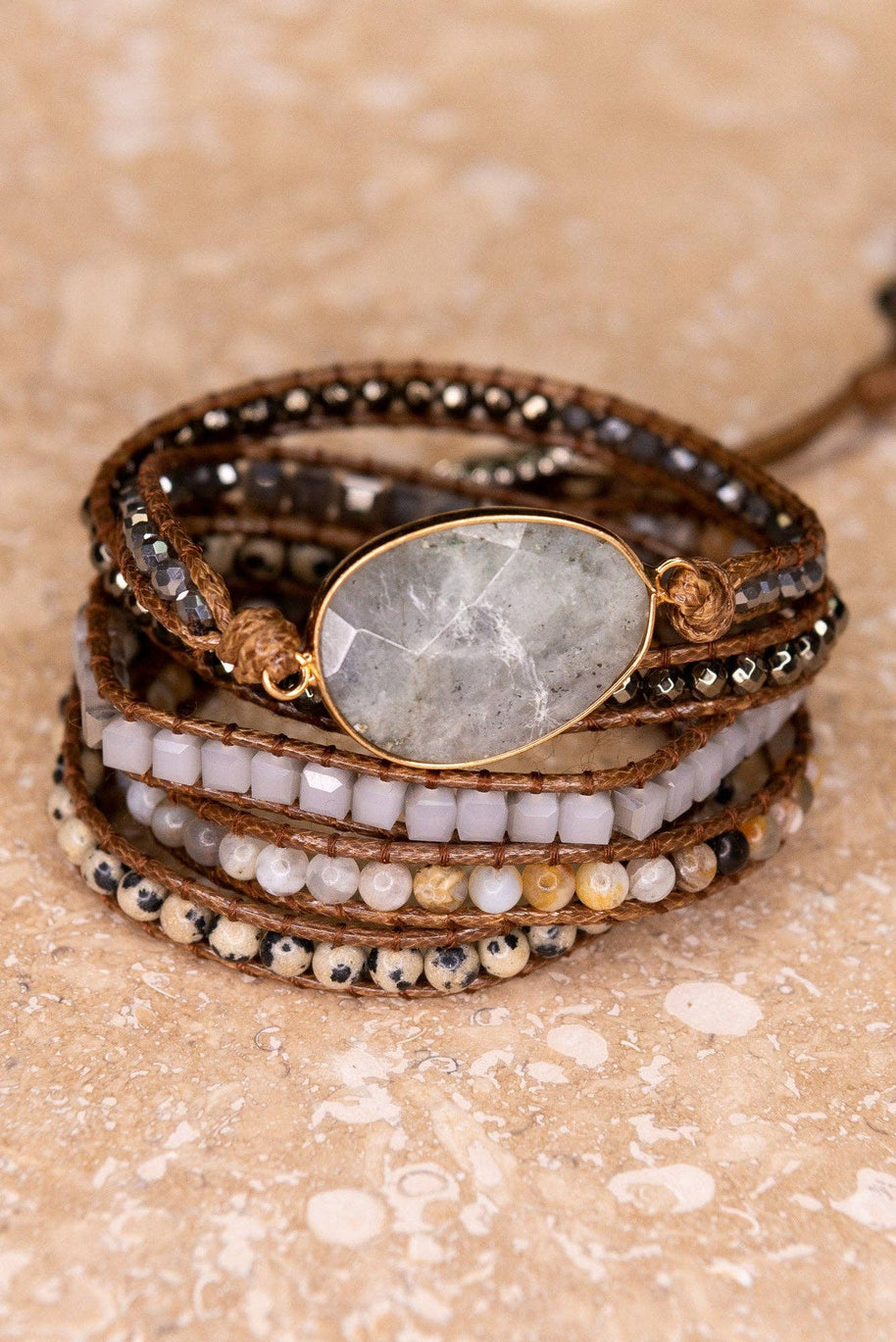 Kelly Wrap Bracelet: White Quartz