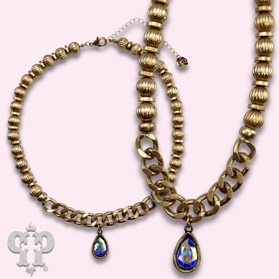 Swarovski® crystals Bead & Chain Necklace