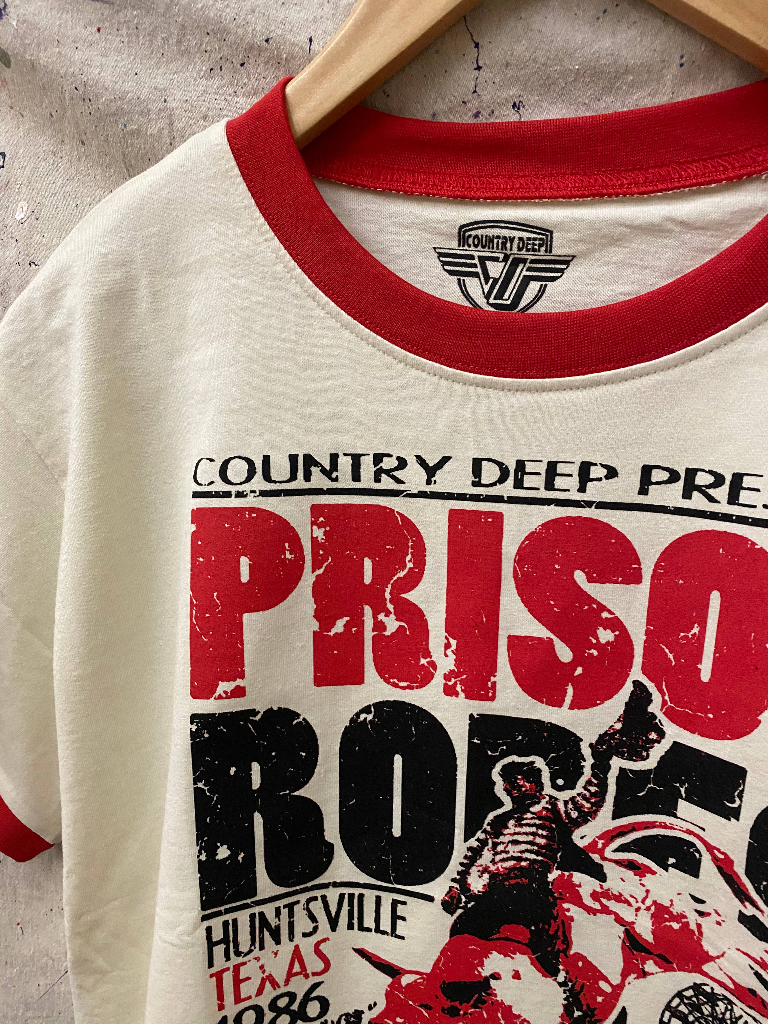 Prison Rodeo Ringer Crop T-Shirt