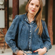 Dark Wash Long-Sleeve Denim Pearl Snap Shirt