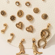 Hearts And Western Cowboy Western Stud Earrings Set