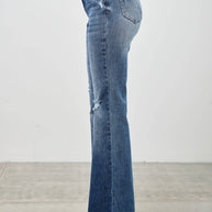 Mid-Rise Boot Cut Distressed Jean