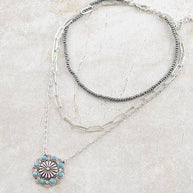 Concho Pendant Chain Layered Necklace
