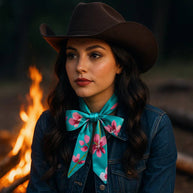 Turquoise and Pink Western Skinny Mini Wild Rag / Cowgirl Necktie #TW319