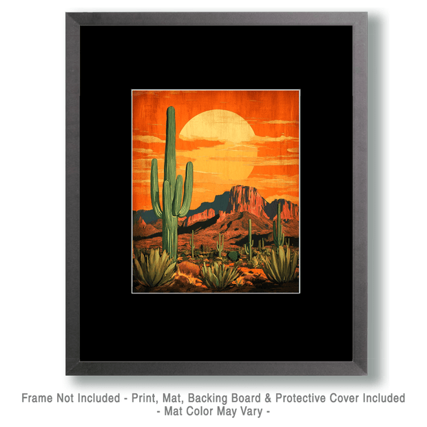 Vintage Sonoran Desert Landscape - Southwestern  Art Prints