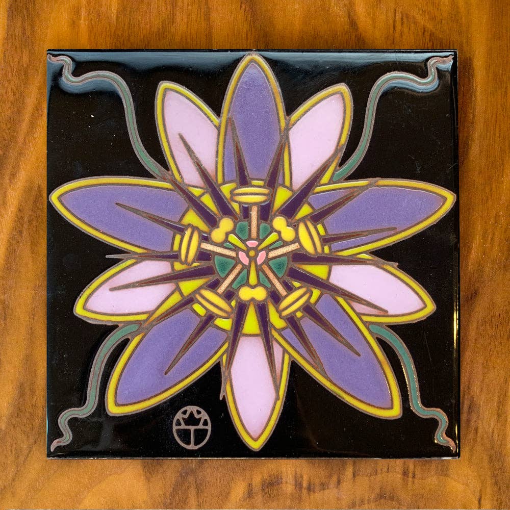 Passion flower Hand Glazed Art Tile Trivet
