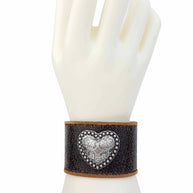 Distressed Leather Bracelet with Heart Concho