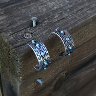 Wide Ear Hoops with Turquoise 0589