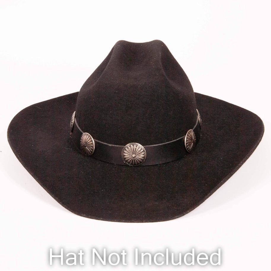 Genuine Leather Concho  Hat Band - Style Aztec