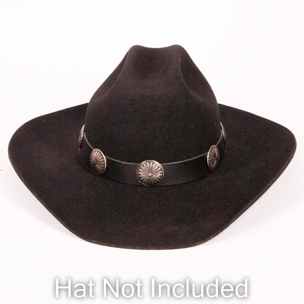 Genuine Leather Concho  Hat Band - Style Aztec