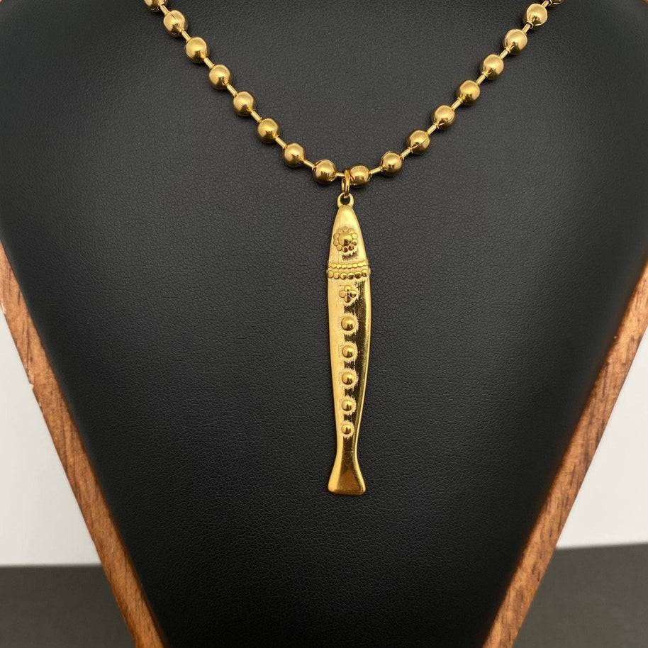 Fish Charm 18K GP S Steel Necklace