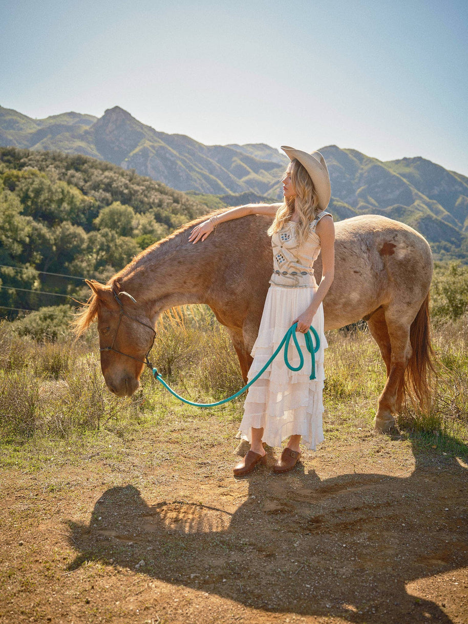 Western Buckle Strap Denim Top