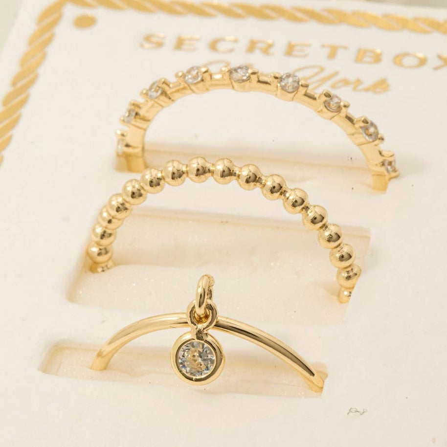 Gold Dipped 3Pc Dainty Rings Set