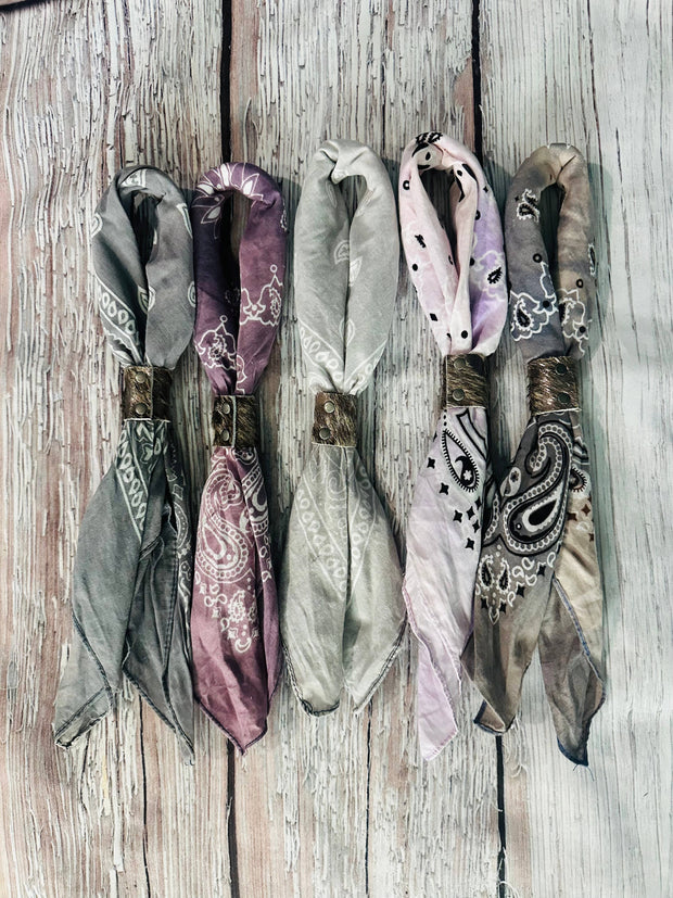 Purple & Grey Bandanas & Leather Slide