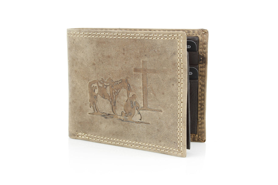 Men’s Bi-Fold Wallet with Praying Cowboy Emboss