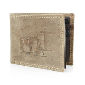 Men’s Bi-Fold Wallet with Praying Cowboy Emboss
