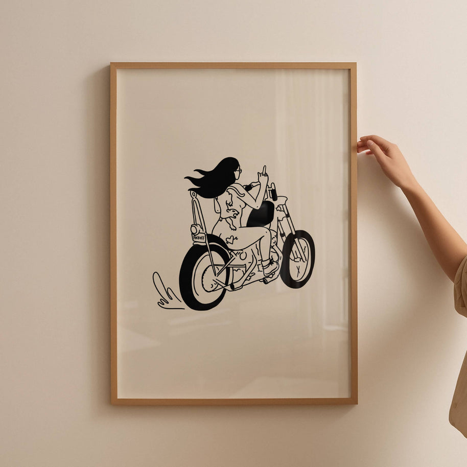 Biker Chick Minimal Art Print