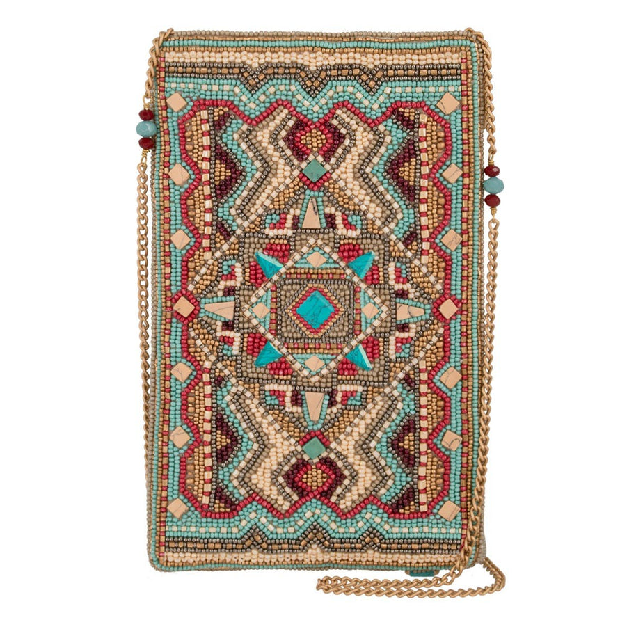 Turquoise Trail Southwest Beaded Stone Crossbody Phone Bag