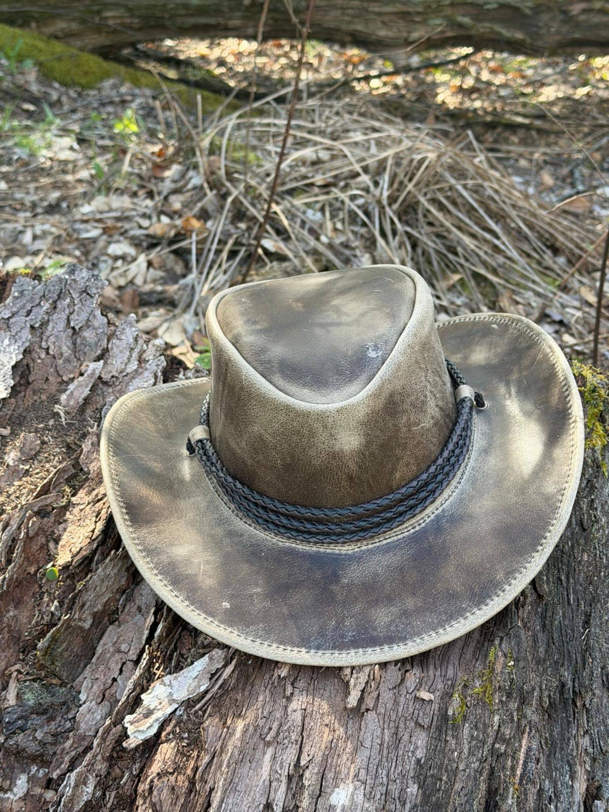 Banjo  Leather Cowboy Western Hat