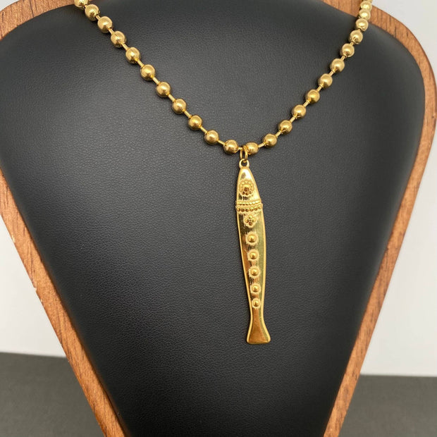 Fish Charm 18K GP S Steel Necklace