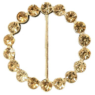 Tee Tie Round Gold with Blingy Light Topaz Rhinestones
