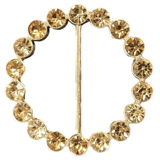 Tee Tie Round Gold with Blingy Light Topaz Rhinestones