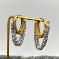 Multi-layer Chain 18K Golden S. Steel Huggie Earrings