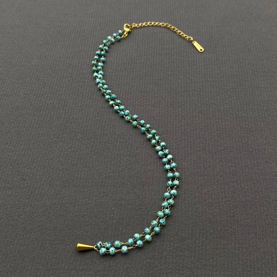18K GP SS Seed Bead Chain Necklace